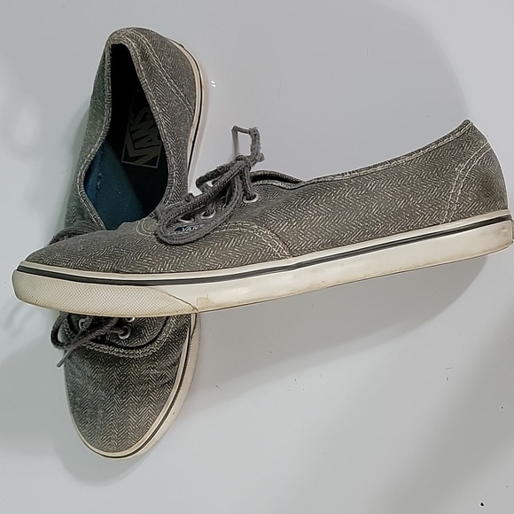 Men's Vans Off the Wall Tweed Herringbone Sneakers, Gray, Size 6.5, Pre-owned - Picture 4 of 11